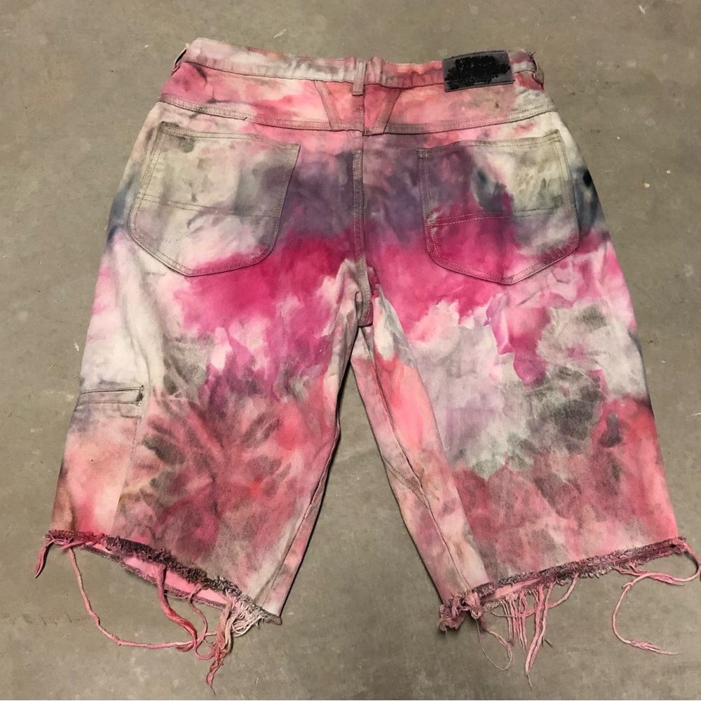 Vintage Marithe Francois Girbaud Custom Painted Denim Jean Shorts Size 36